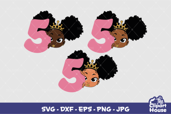 5th Birthday Girl Peek Graphics for Crafts