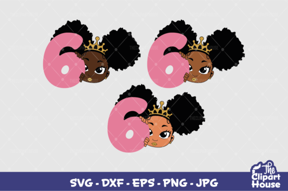 6th Birthday Girl Peek Graphics for Crafts