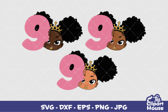 9th Birthday Girl Peek Graphics for Local Branding