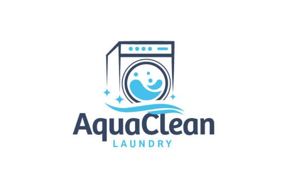 Aqua Clean Laundry Logo Template for Modern Branding