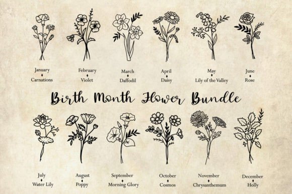 Birth Flower Bundle Graphics for Crafts