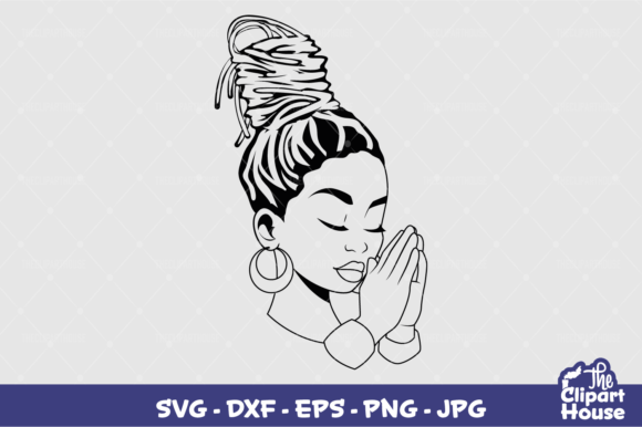 Praying Hands Locs Woman Silhouette Graphics for Crafts